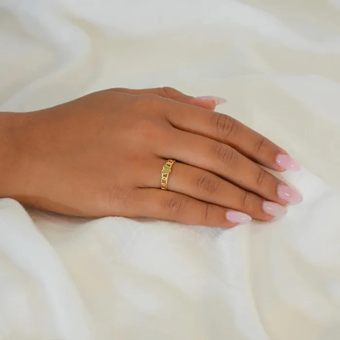 Candlewick Gift Shop Rings Heart Chain Link Adjustable Ring Gold