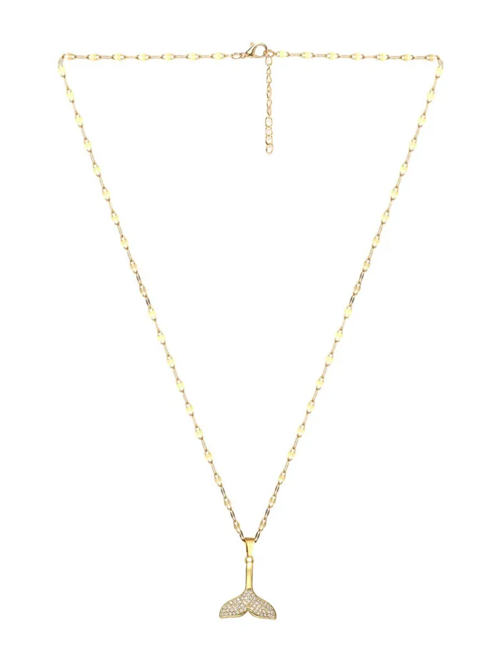 Yellow Chimes Chain Pendant for Women Gold Plated Fish Tail Design Stainless Steel Chain Pendant Necklace For Women and Girls Yellow Chimes Necklaces