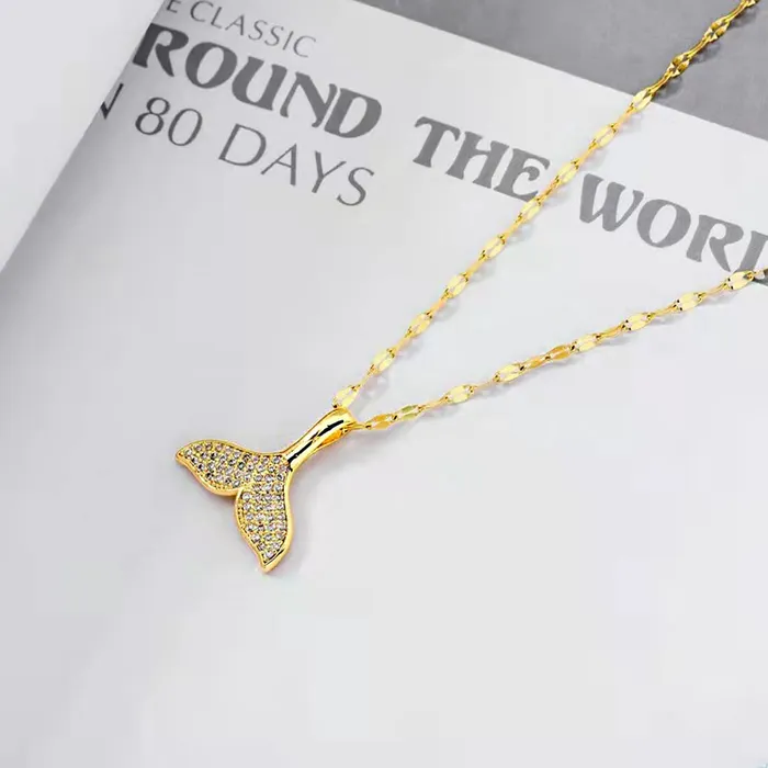 Yellow Chimes Chain Pendant for Women Gold Plated Fish Tail Design Stainless Steel Chain Pendant Necklace For Women and Girls Yellow Chimes Necklaces