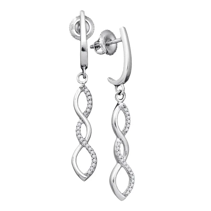 10kt White Gold Womens Round Diamond Infinity Dangle Earrings 18 Cttw mayamila Earrings