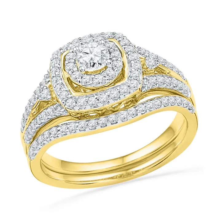 14kt Yellow Gold Womens Round Diamond Bridal Wedding Engagement Ring Band Set 34 Cttw mayamila Rings 14kt Yellow Gold Womens Round Diamond Bridal Wedding Engagement Ring Band Set 34 Cttw mayamila Rings