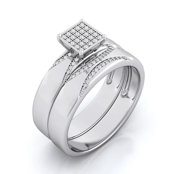 925 Sterling silver micro pave wedding set MayaMila Jewelry Rings