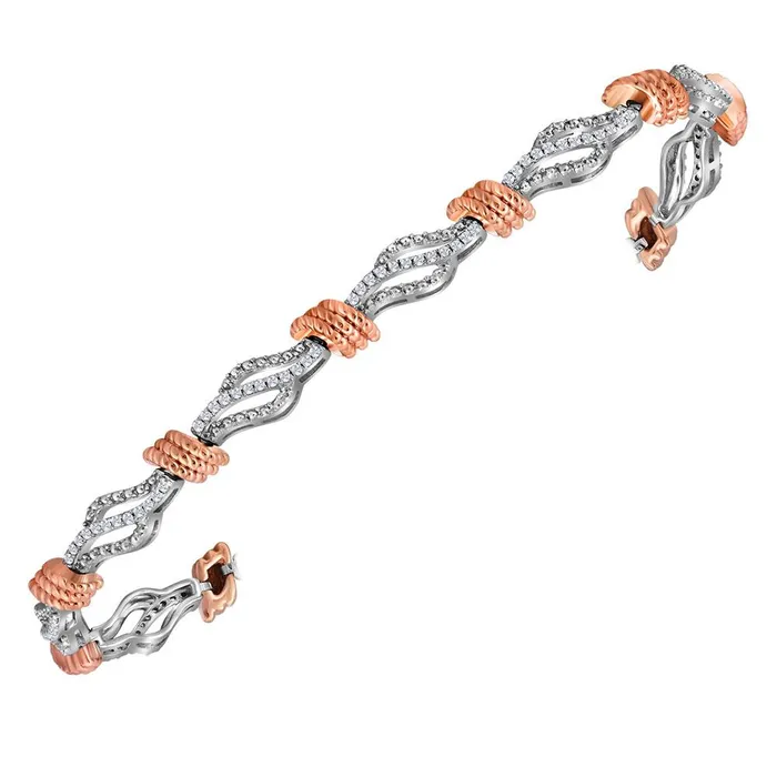 Bracelets 10kt White Gold Womens Round Diamond Rosetone Rope Tennis Bracelet 12 Cttw mayamila Bracelets 10kt White Gold Womens Round Diamond Rosetone Rope Tennis Bracelet 12 Cttw mayamila