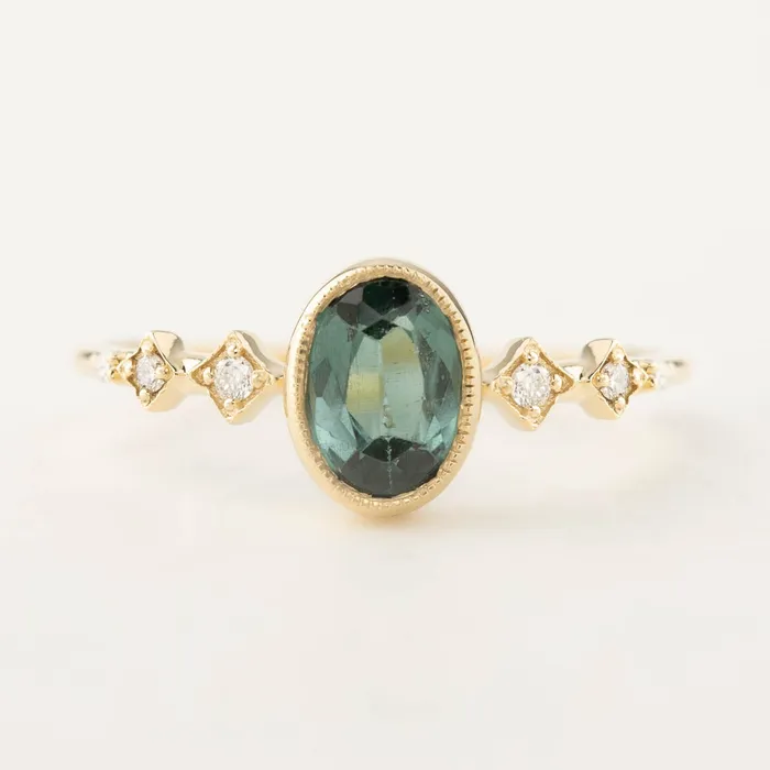 Celeste Ring 1ct Green Tourmaline One of a kind Envero Jewelry Rings