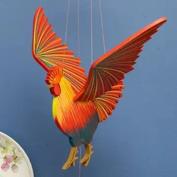 Chicken Rooster Bird Flying Mobile Tulias Artisan Gallery Earrings