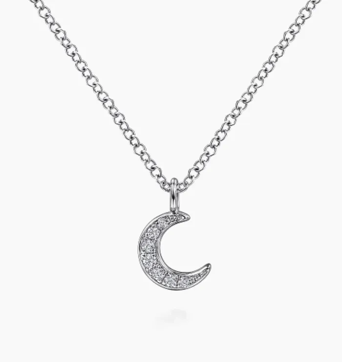 GABRIELCo14K White Gold Diamond Pave Crescent Pendant Necklace NK6422W45JJ GABRIELCo Necklaces GABRIELCo14K White Gold Diamond Pave Crescent Pendant Necklace NK6422W45JJ GABRIELCo Necklaces