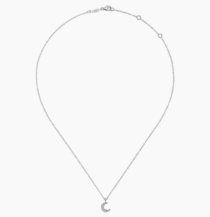 GABRIELCo14K White Gold Diamond Pave Crescent Pendant Necklace NK6422W45JJ GABRIELCo Necklaces