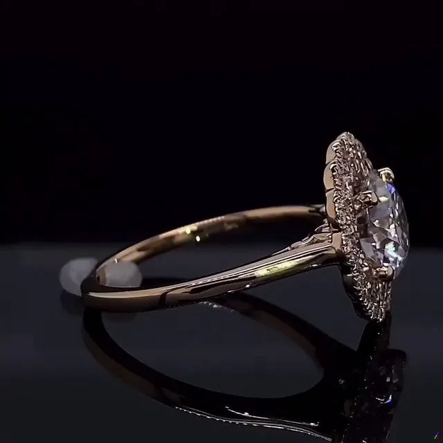 Golden Tone Cluster Halo Round Cut Sterling Silver Engagement Ring Shineofidamond Rings Golden Tone Cluster Halo Round Cut Sterling Silver Engagement Ring Shineofidamond Rings