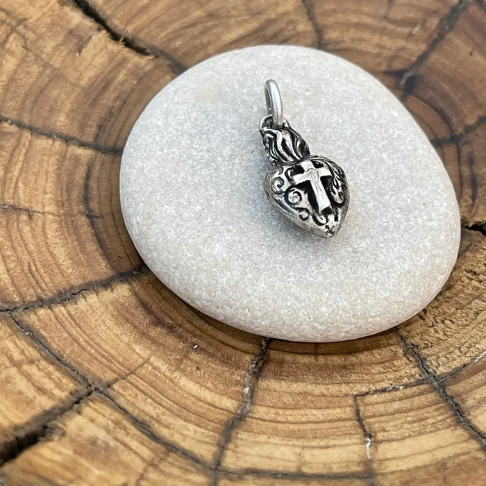 HeidiJHale Designs Charm Necklaces Sterling Silver Sacred Heart Charm