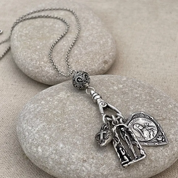 HeidiJHale Designs Charm Necklaces Sterling Silver Sacred Heart Charm
