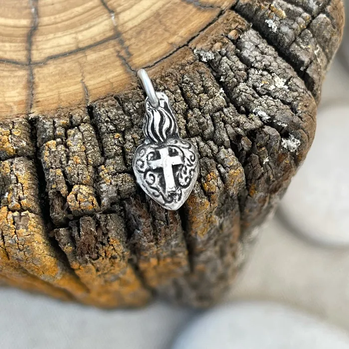 HeidiJHale Designs Charm Necklaces Sterling Silver Sacred Heart Charm
