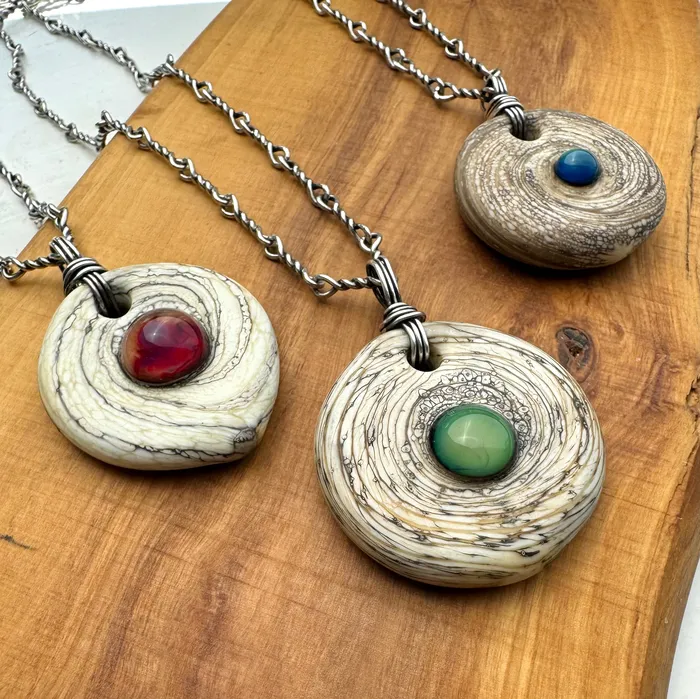 HeidiJHale Designs Necklaces One of a Kind Sterling Silver Lampwork Glass Pendant Necklace HeidiJHale Designs Necklaces One of a Kind Sterling Silver Lampwork Glass Pendant Necklace