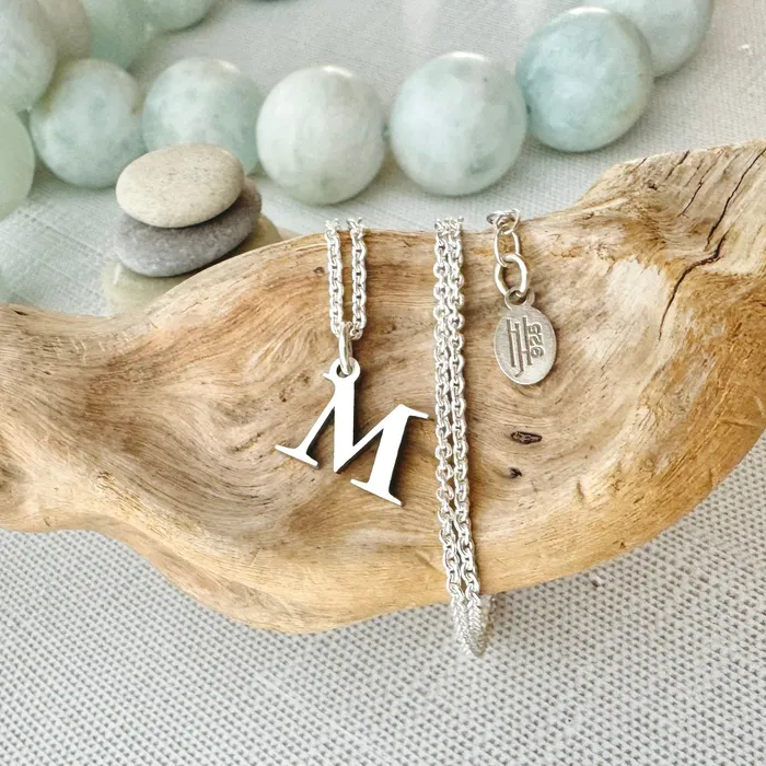 HeidiJHale Designs Necklaces Sterling Silver Tiny Initial Necklace