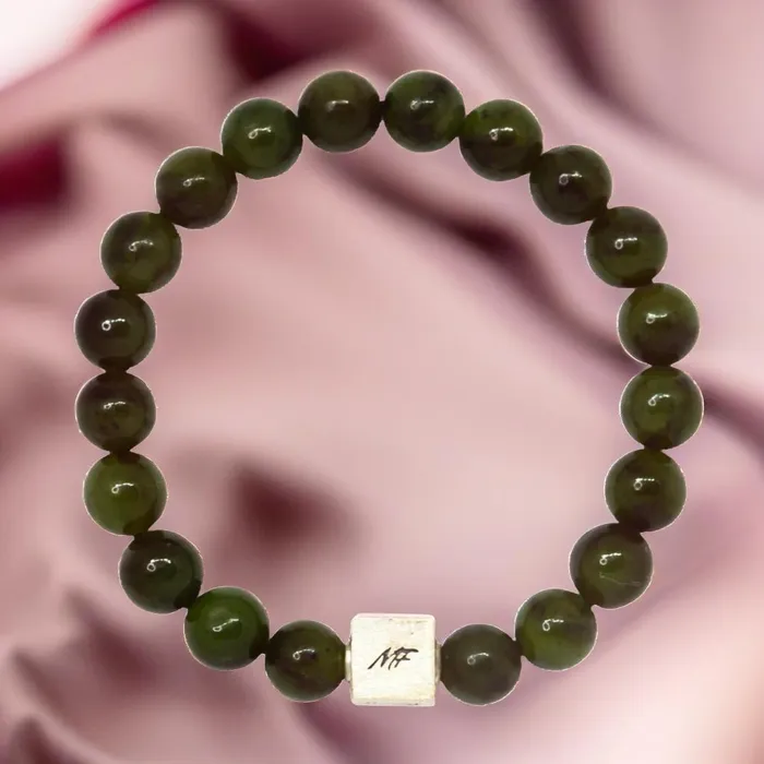 Jade Super Infinity Silver Bead Bracelet 8 MM Mystic Flavia Bracelets