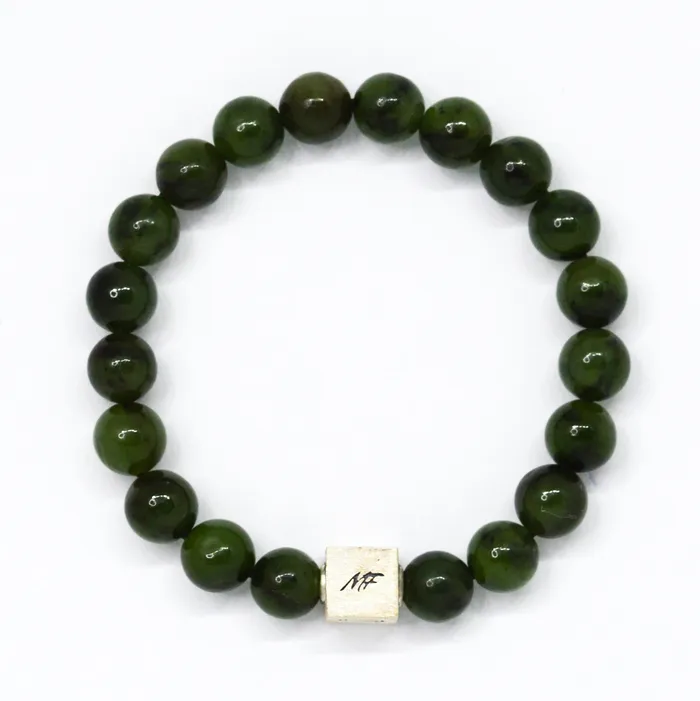 Jade Super Infinity Silver Bead Bracelet 8 MM Mystic Flavia Bracelets