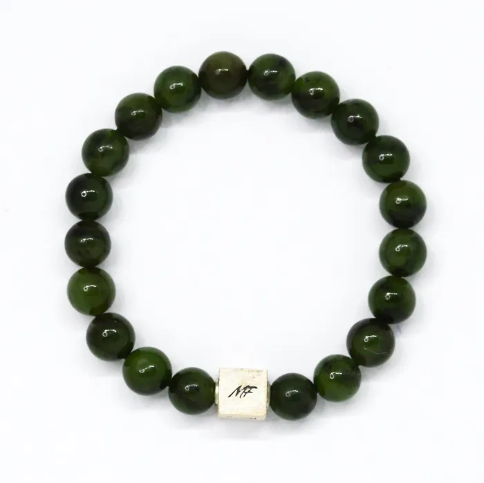 Jade Super Infinity Silver Bead Bracelet 8 MM Mystic Flavia Bracelets