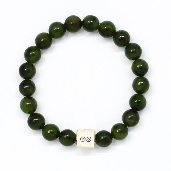Jade Super Infinity Silver Bead Bracelet 8 MM Mystic Flavia Bracelets