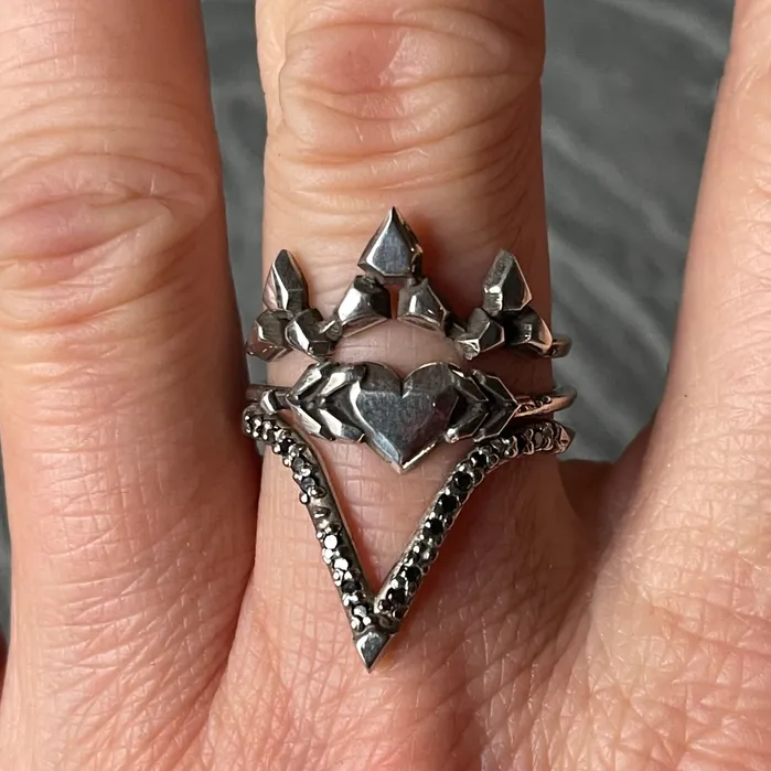 Karch Wolfe Rings Love struck ring in Blackened Sterling Silver