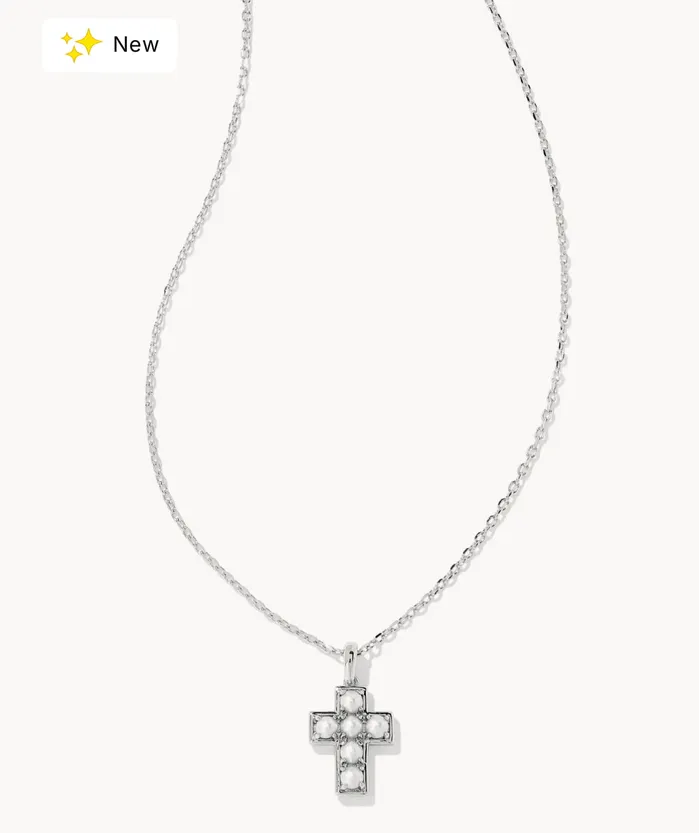 KENDRA SCOTT Pearl Silver Cross Short Pendant Necklace in White Pearl 9608875210 KENDRA SCOTT Necklaces KENDRA SCOTT Pearl Silver Cross Short Pendant Necklace in White Pearl 9608875210 KENDRA SCOTT Necklaces