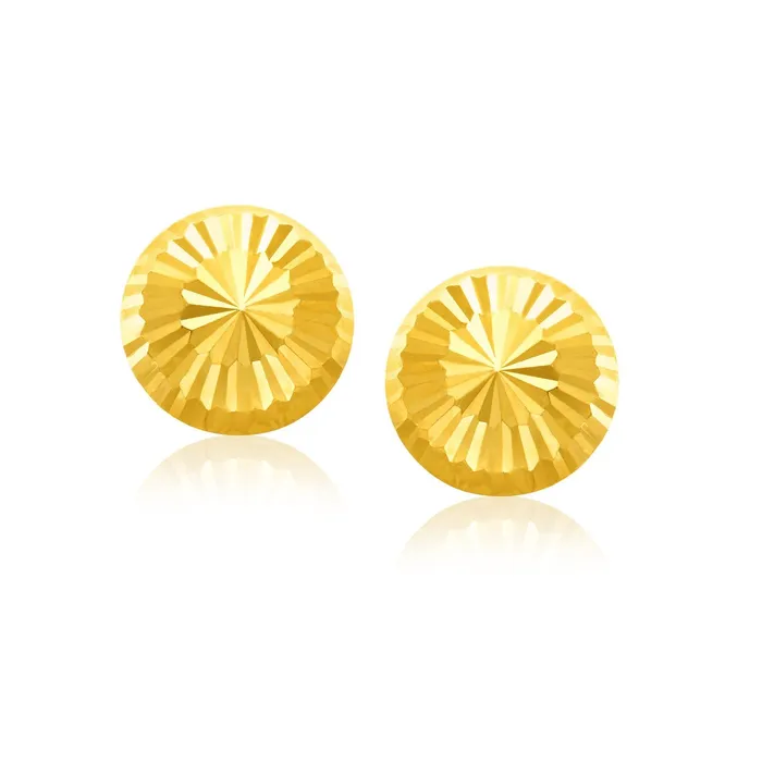 MayaMila 14k Yellow Gold Diamond Cut Flat Design Stud Earrings Earrings