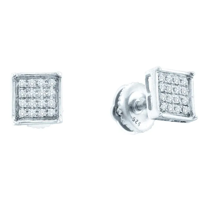 mayamila Earrings 10kt White Gold Womens Round Diamond Square Cluster Earrings 110 Cttw mayamila Earrings 10kt White Gold Womens Round Diamond Square Cluster Earrings 110 Cttw