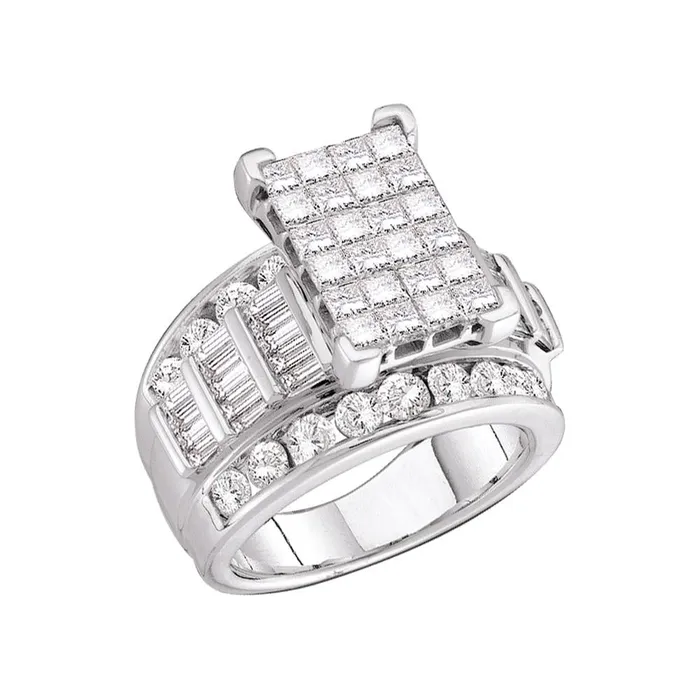 mayamila Rings 14kt White Gold Womens Princess Diamond Cluster Bridal Wedding Engagement Ring 300 Cttw Size 5 mayamila Rings 14kt White Gold Womens Princess Diamond Cluster Bridal Wedding Engagement Ring 300 Cttw Size 5