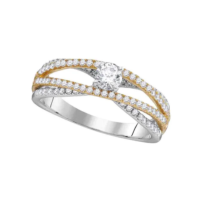 mayamila Rings 14kt White Gold Womens Round Diamond 2tone Bridal Wedding Engagement Ring 34 Cttw mayamila Rings 14kt White Gold Womens Round Diamond 2tone Bridal Wedding Engagement Ring 34 Cttw