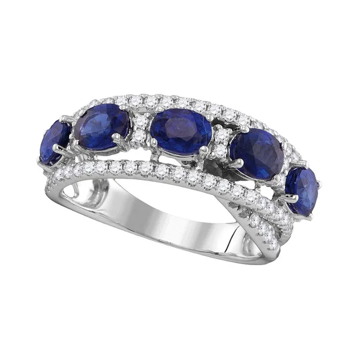 mayamila Rings 18kt White Gold Womens Round Blue Sapphire Diamond Fashion Band Ring 278 Cttw mayamila Rings 18kt White Gold Womens Round Blue Sapphire Diamond Fashion Band Ring 278 Cttw