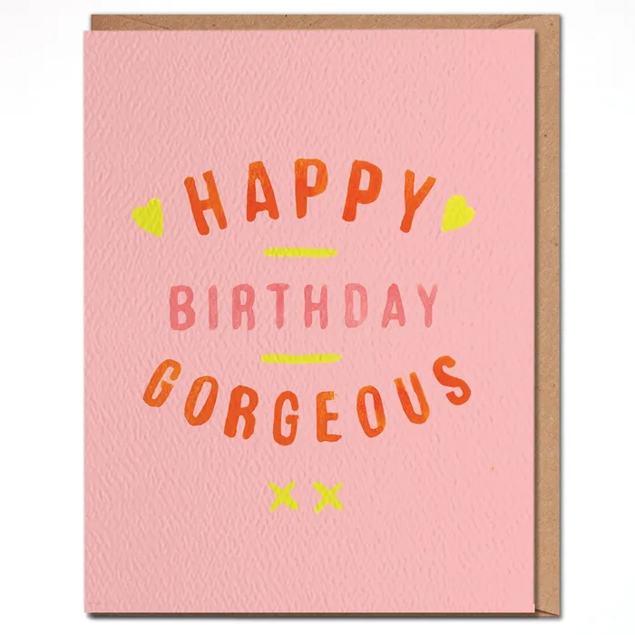 Necklaces Daydream Prints Happy Birthday Gorgeous Pink Birthday Card