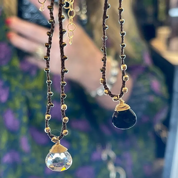 Necklaces HeidiJHale Designs 14k Goldfilled Woven Faceted Crystal or Faceted Black Onyx Necklace 1719
