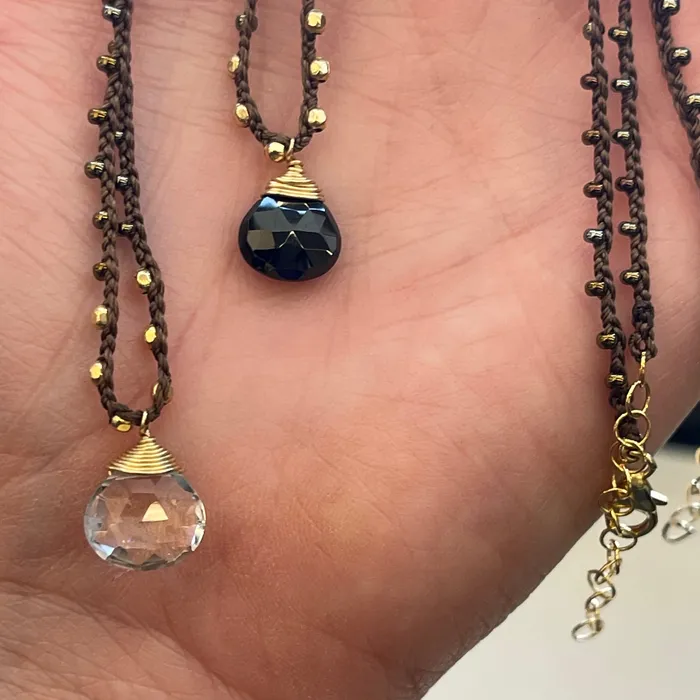 Necklaces HeidiJHale Designs 14k Goldfilled Woven Faceted Crystal or Faceted Black Onyx Necklace 1719 Necklaces HeidiJHale Designs 14k Goldfilled Woven Faceted Crystal or Faceted Black Onyx Necklace 1719