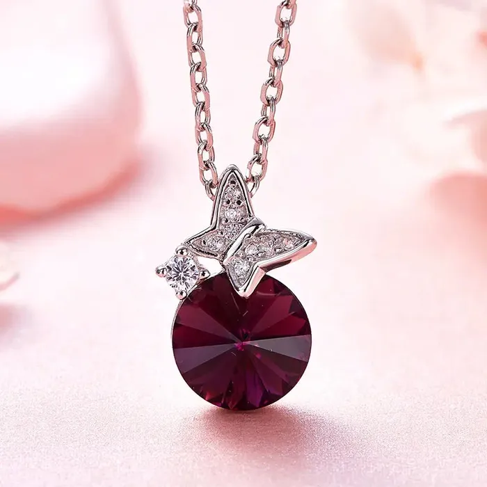 Necklaces Monaco Star Circle Swarovski Crystal Silver Necklace Mystic Flavia