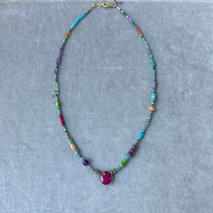 Necklaces Riverstone Ruby and Afghan Turquoise Necklace Necklaces Riverstone Ruby and Afghan Turquoise Necklace