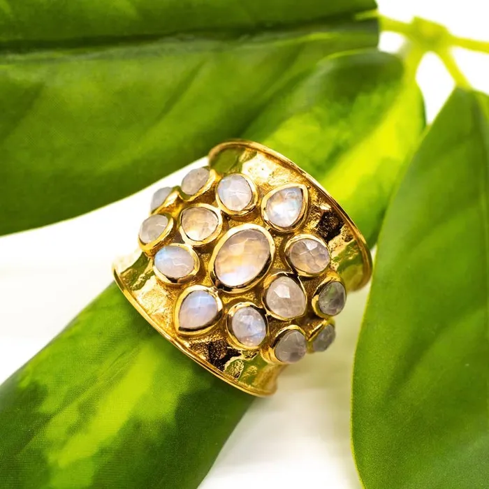 Rings Baizaar Moonstone Cluster Ring