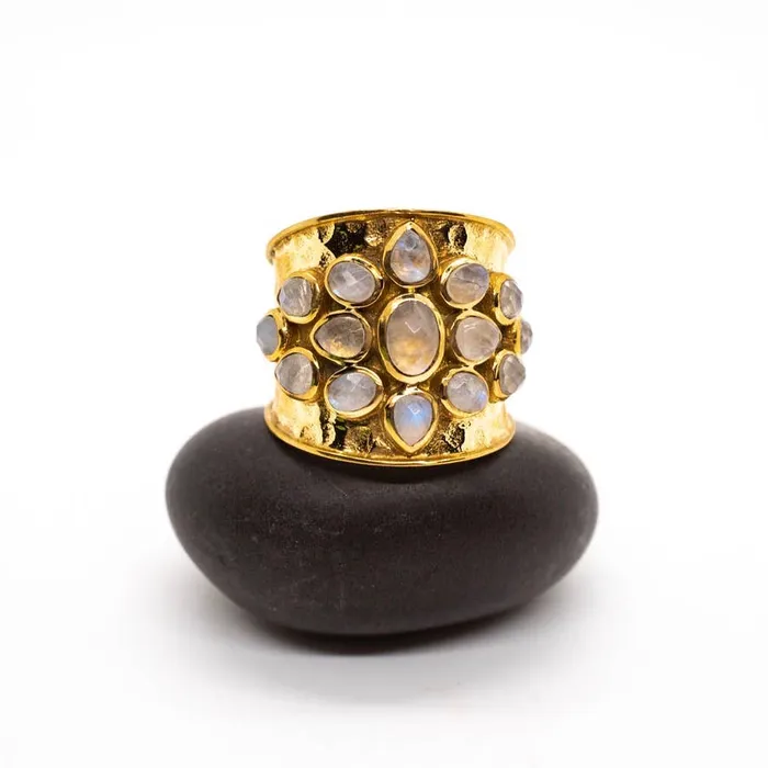 Rings Baizaar Moonstone Cluster Ring