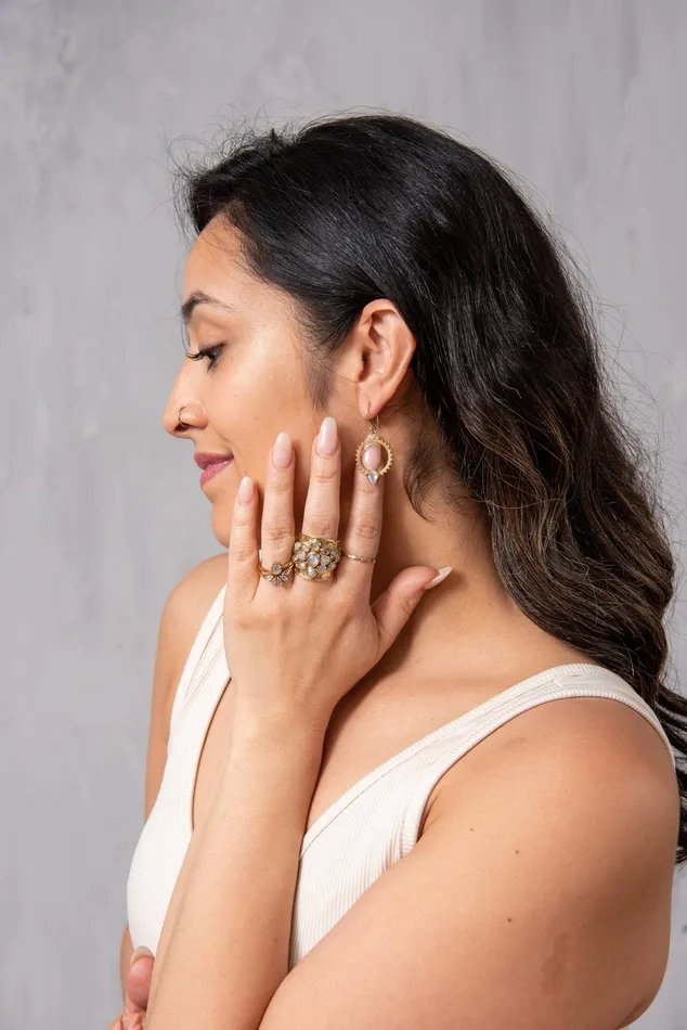 Rings Baizaar Moonstone Cluster Ring