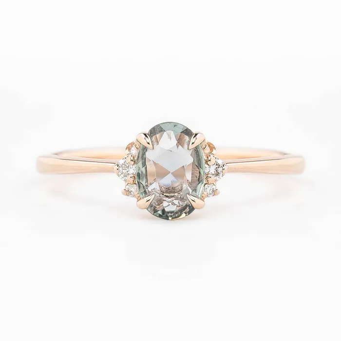 Rings Envero Jewelry Lena Ring 055ct Light Green Madagascar Sapphire 14K Rose Gold One of a kind Rings Envero Jewelry Lena Ring 055ct Light Green Madagascar Sapphire 14K Rose Gold One of a kind