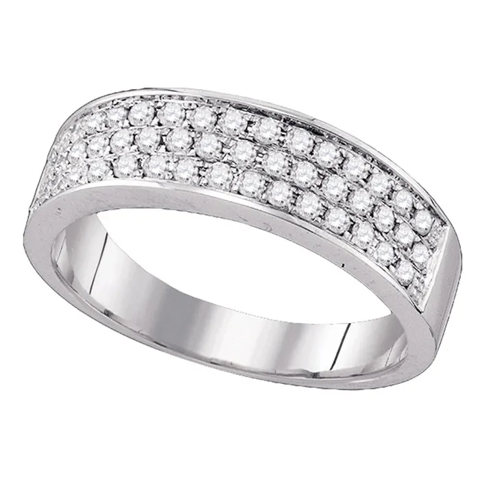 Rings mayamila 10kt White Gold Womens Round Diamond Band Ring 12 Cttw