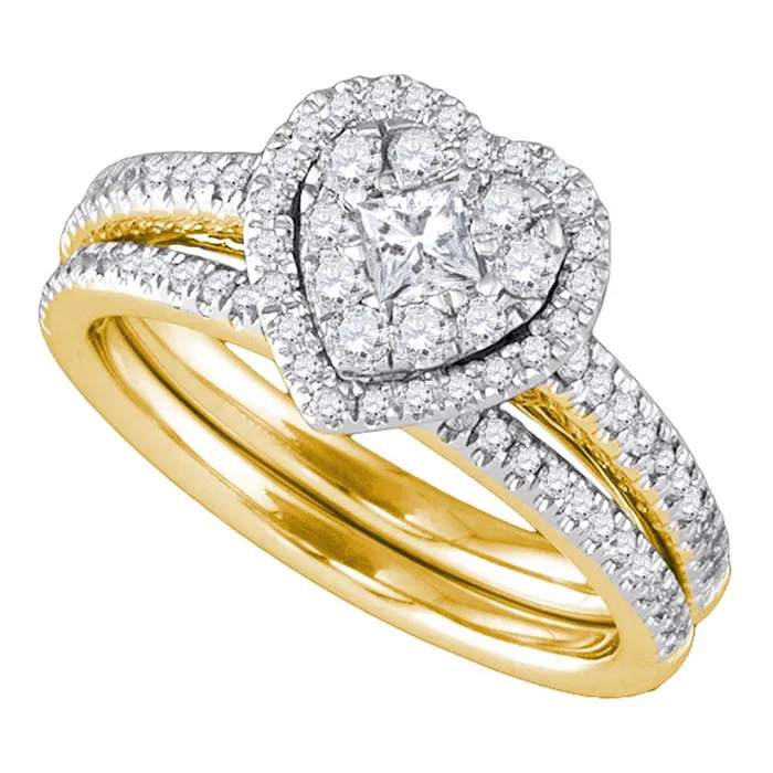 Rings mayamila 14kt Yellow Gold Womens Princess Diamond Heart Bridal Wedding Engagement Ring Band Set 34 Cttw Rings mayamila 14kt Yellow Gold Womens Princess Diamond Heart Bridal Wedding Engagement Ring Band Set 34 Cttw
