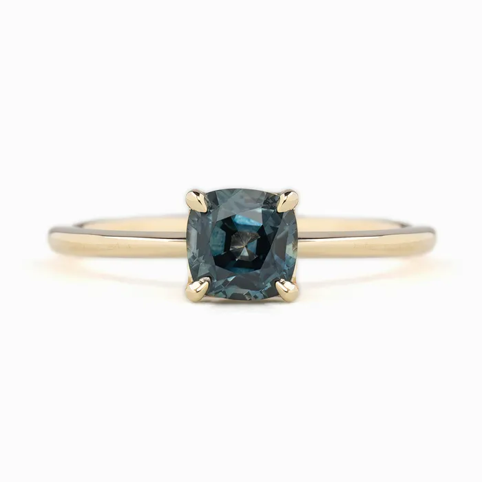 Sara Ring 097ct Teal Blue Montana Sapphire 14K Yellow Gold One of a kind Envero Jewelry Rings