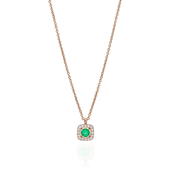 The Private Room Fine Jewelry Necklaces Diamond and Emerald Halo Necklace
