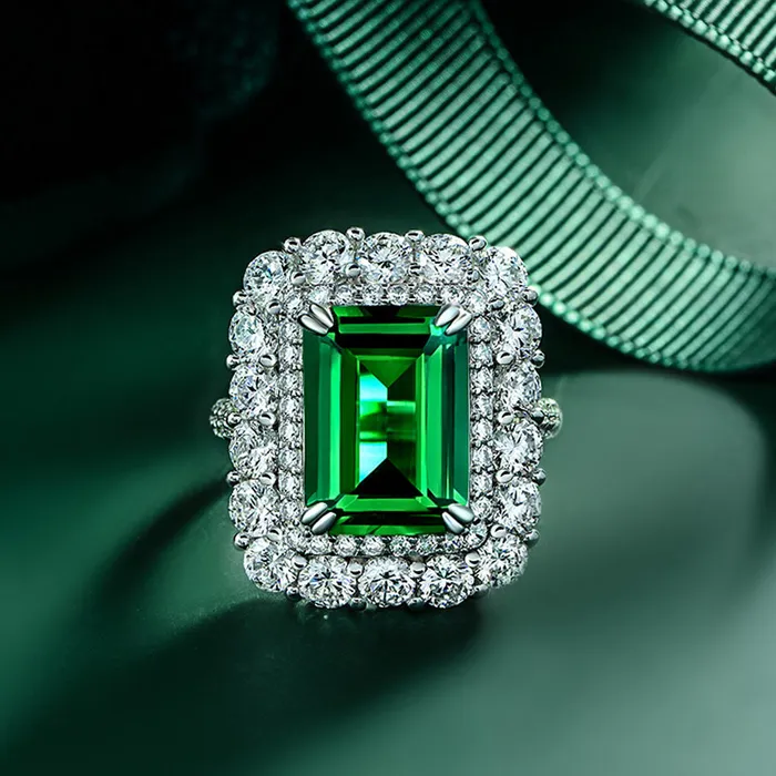 Vintage Emerald Cut Engagement Ring In Sterling Silver shine of diamond Rings