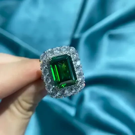Vintage Emerald Cut Engagement Ring In Sterling Silver shine of diamond Rings