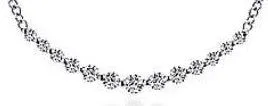 14K White Gold Curved Diamond Bar Necklace GABRIEL CO Necklaces