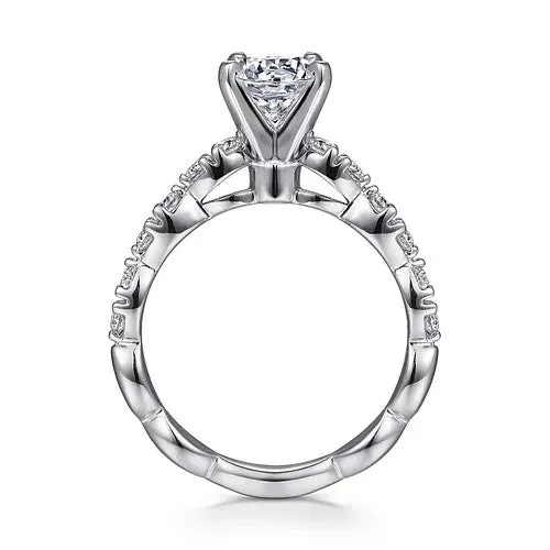 14K White Gold Round Diamond Engagement Ring GABRIEL CO Rings