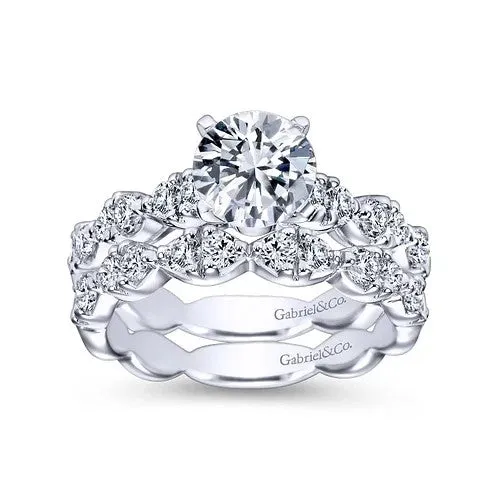 14K White Gold Round Diamond Engagement Ring GABRIEL CO Rings