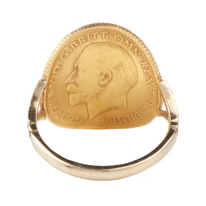 Antique Half Sovereign Gold Ring Bell Bird Antiques Rings