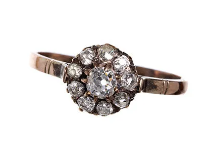 Bell Bird Antiques Rings Victorian Diamond Cluster Ring