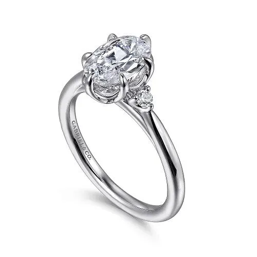 Blaise 14K White Gold Oval Three Stone Diamond Engagement Ring Setting Only GABRIEL CO Rings Blaise 14K White Gold Oval Three Stone Diamond Engagement Ring Setting Only GABRIEL CO Rings