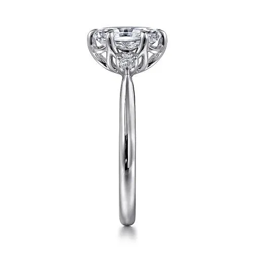 Blaise 14K White Gold Oval Three Stone Diamond Engagement Ring Setting Only GABRIEL CO Rings Blaise 14K White Gold Oval Three Stone Diamond Engagement Ring Setting Only GABRIEL CO Rings